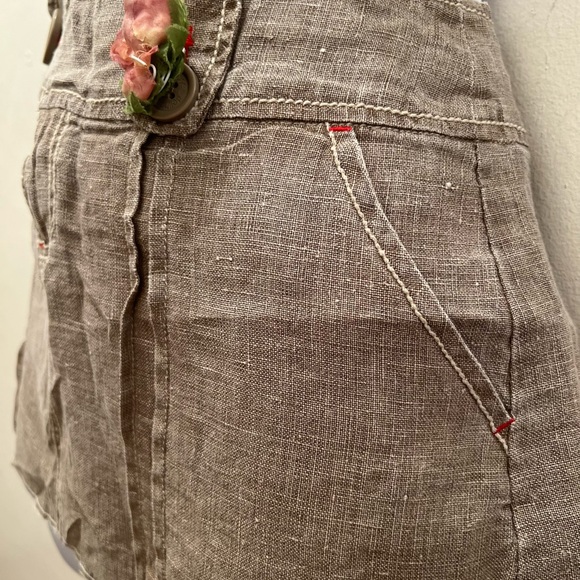 Dollhouse Y2K Tan Linen Mini Skirt W/ Pockets - Picture 5 of 7